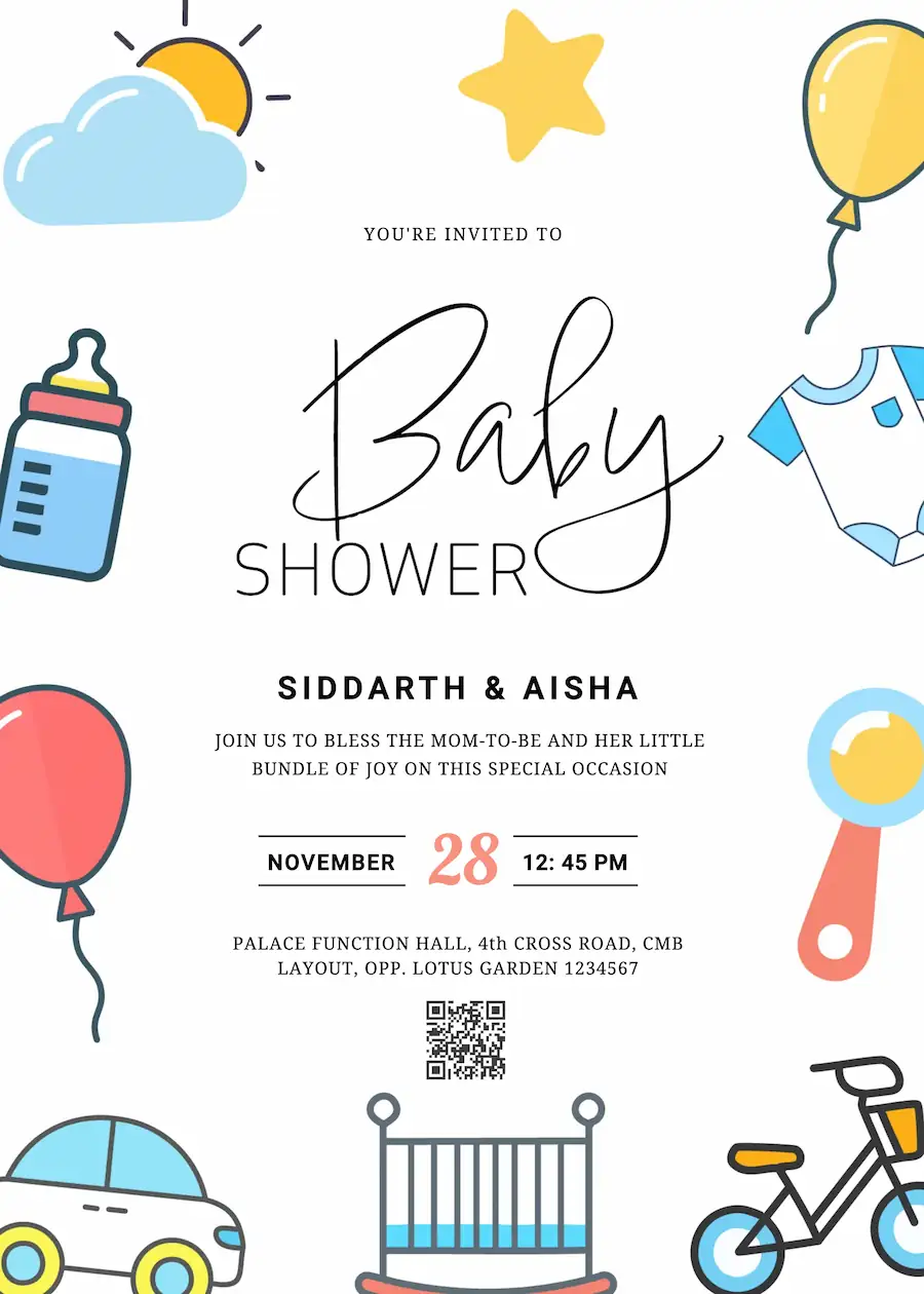 Babys cute toys - Baby shower invitation