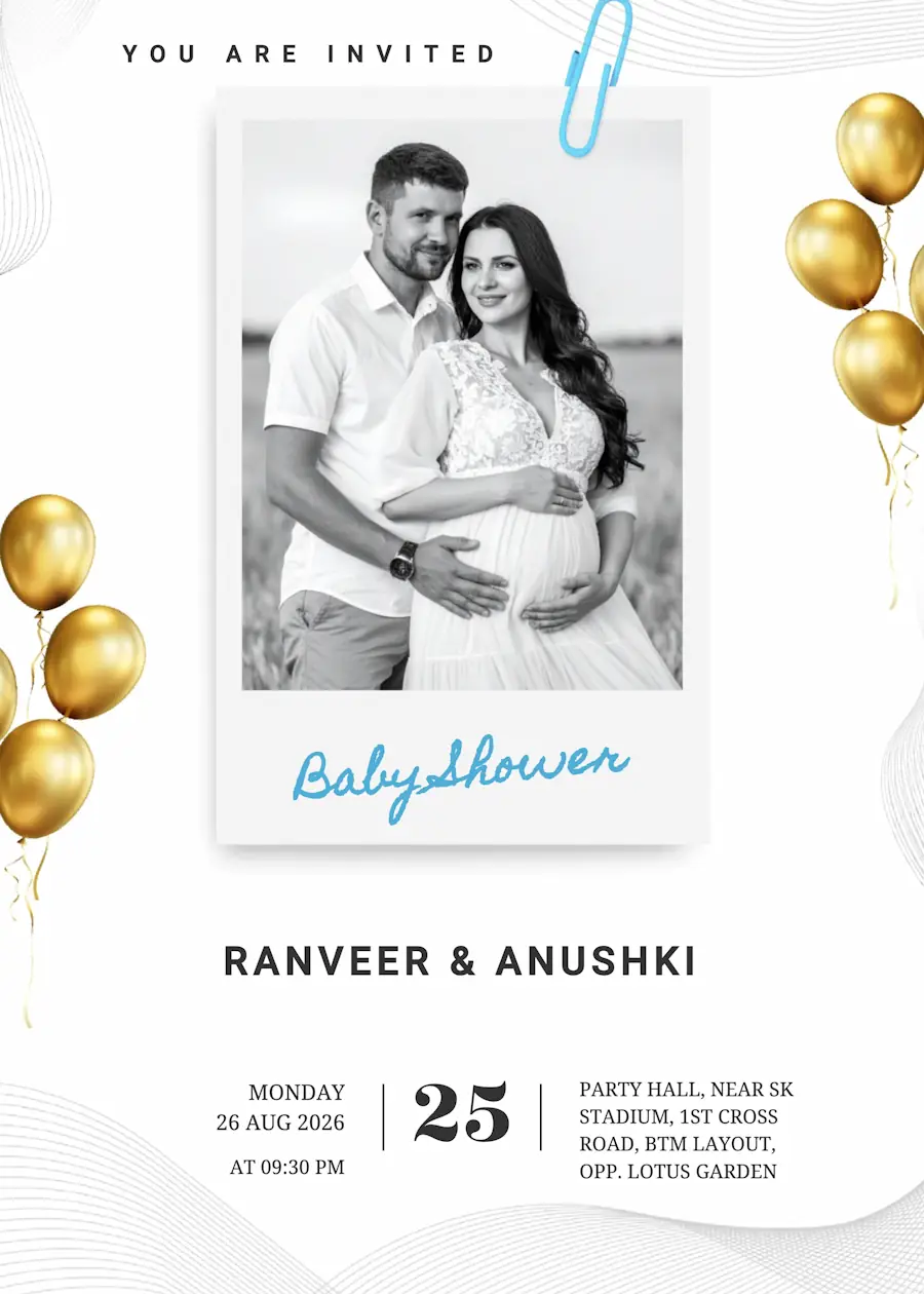 Black and white elegant - Baby shower invitation