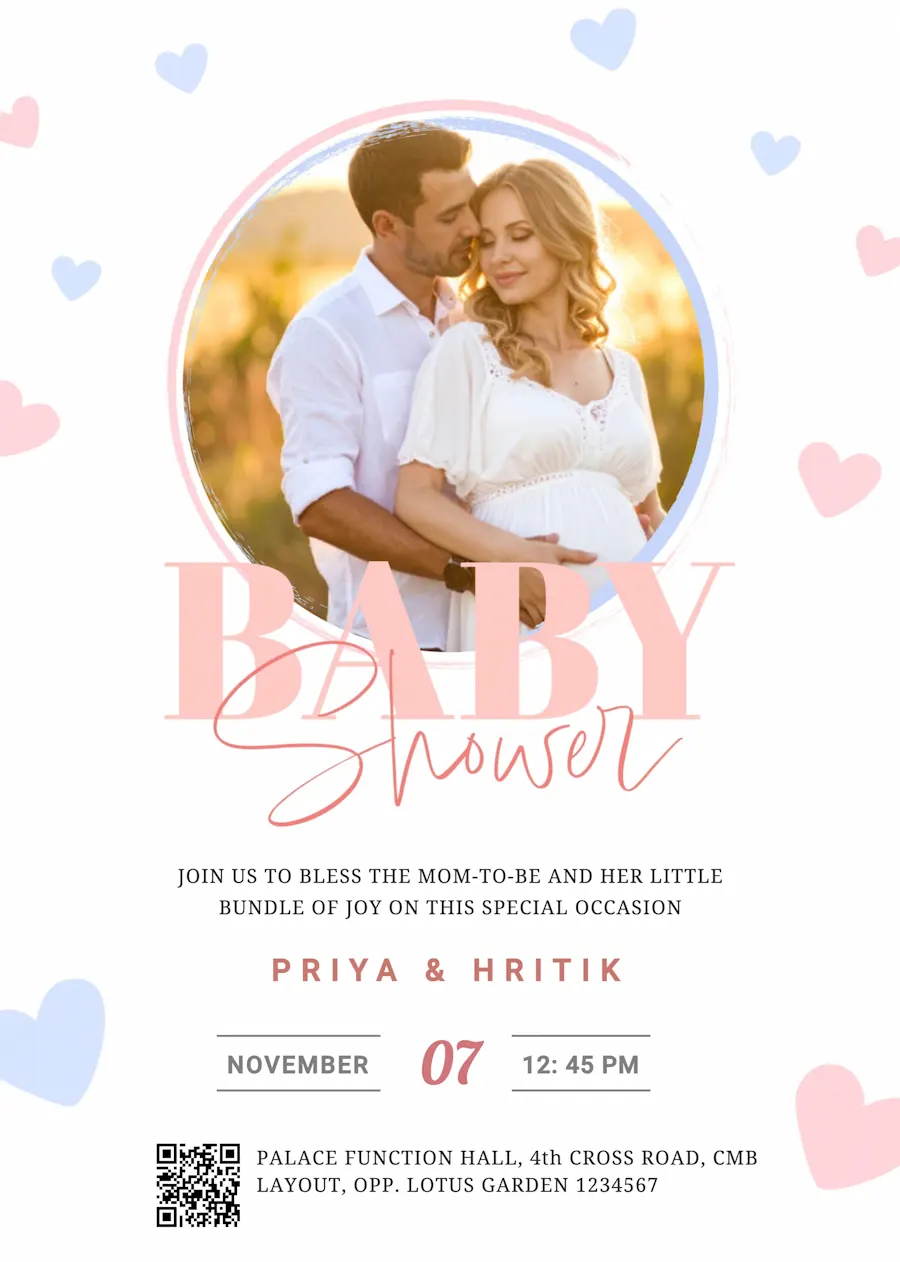 Blue and pink babble - Baby shower invitation