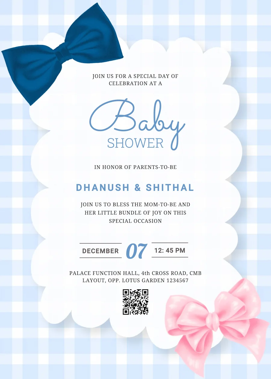 Bow and tie - Baby shower invitation