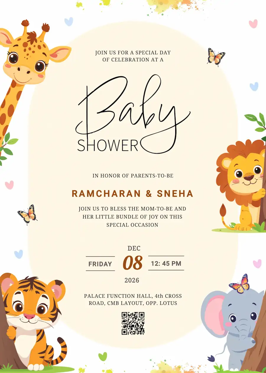 Cute animals fun - Baby shower invitation