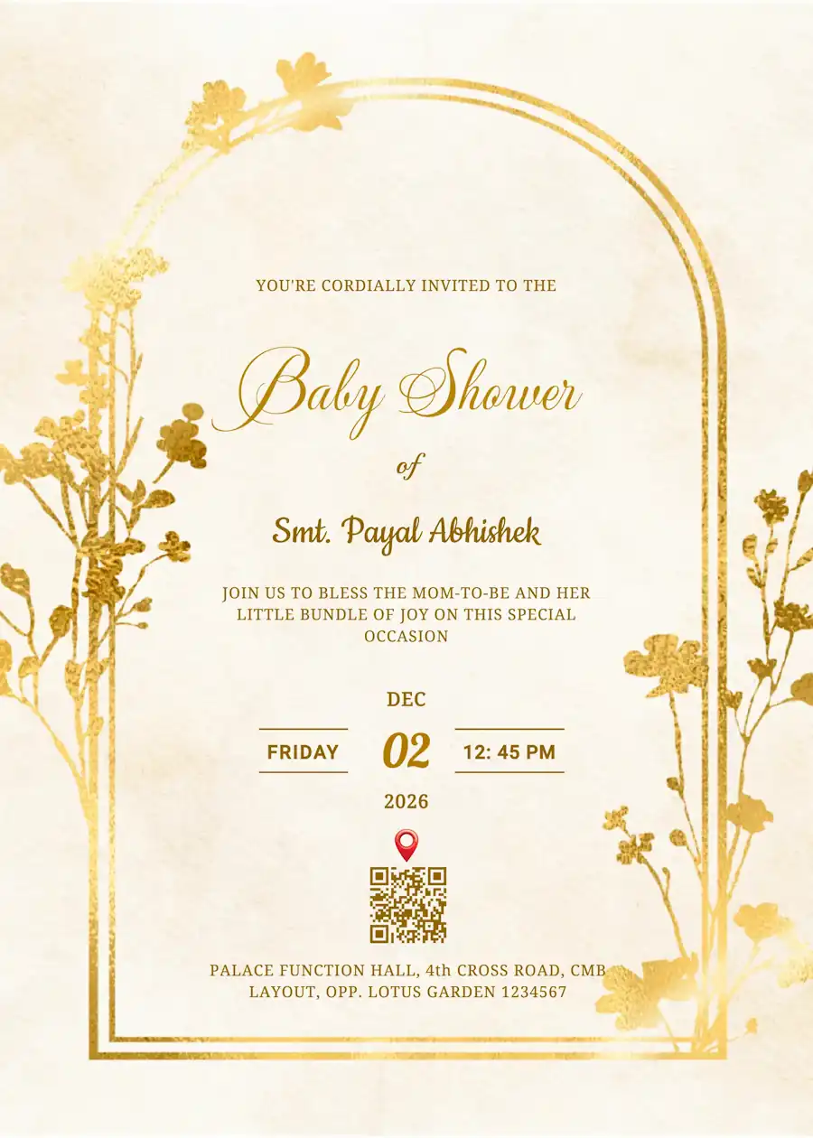 Gold and cream elegant - Baby shower invitation