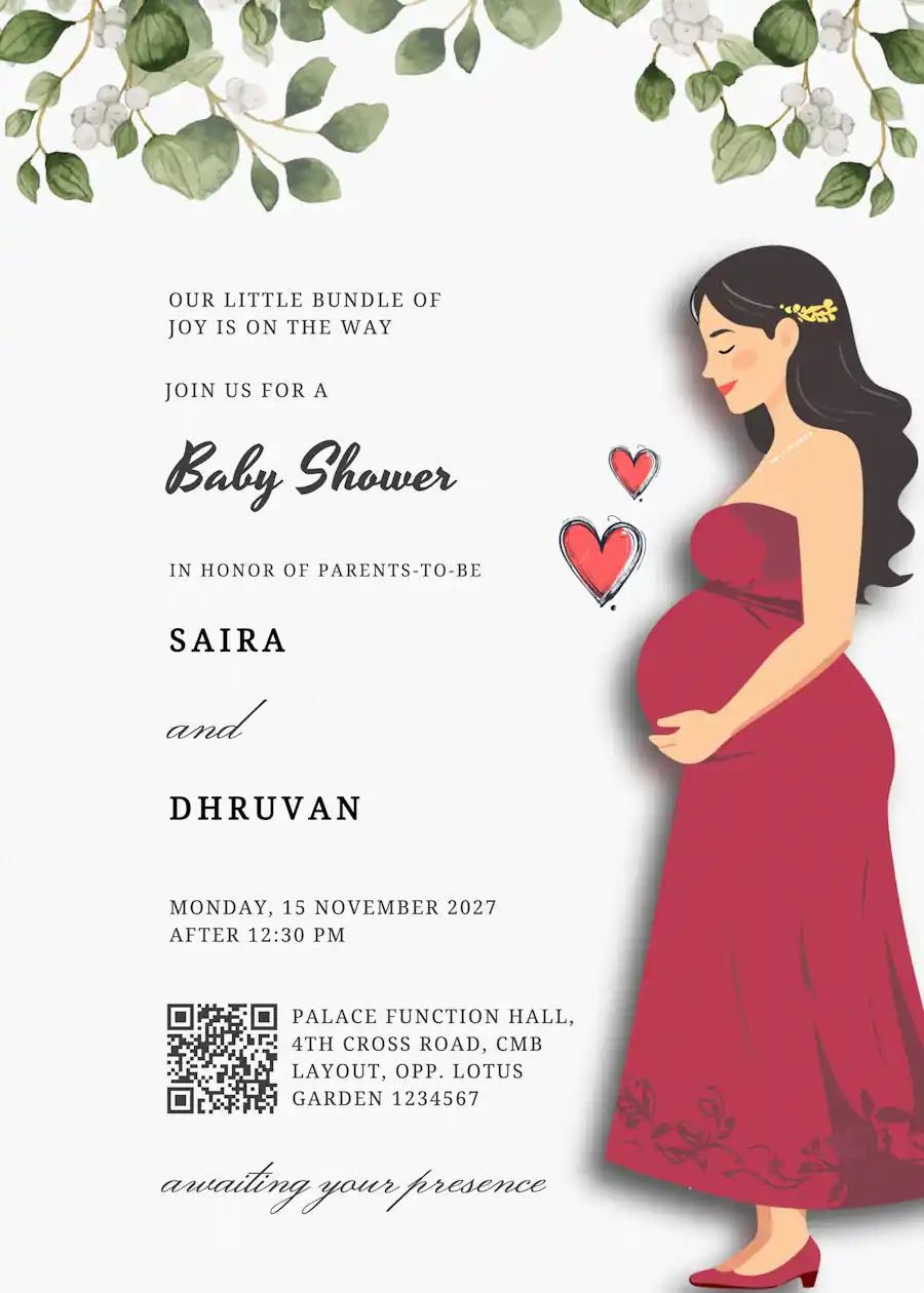 Green and red modern - Baby shower invitation