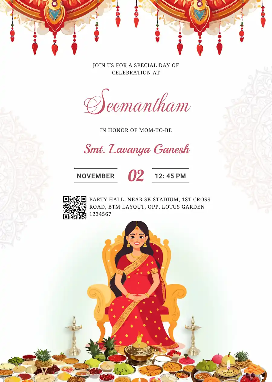 Indian traditional seemantham - Baby shower invitation
