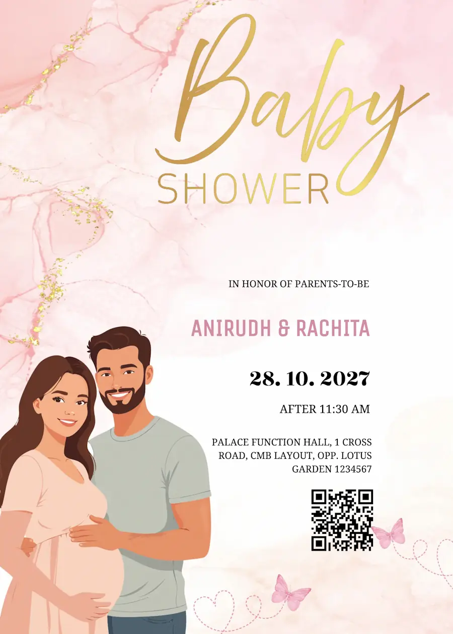 Pink and gold - Baby shower invitation