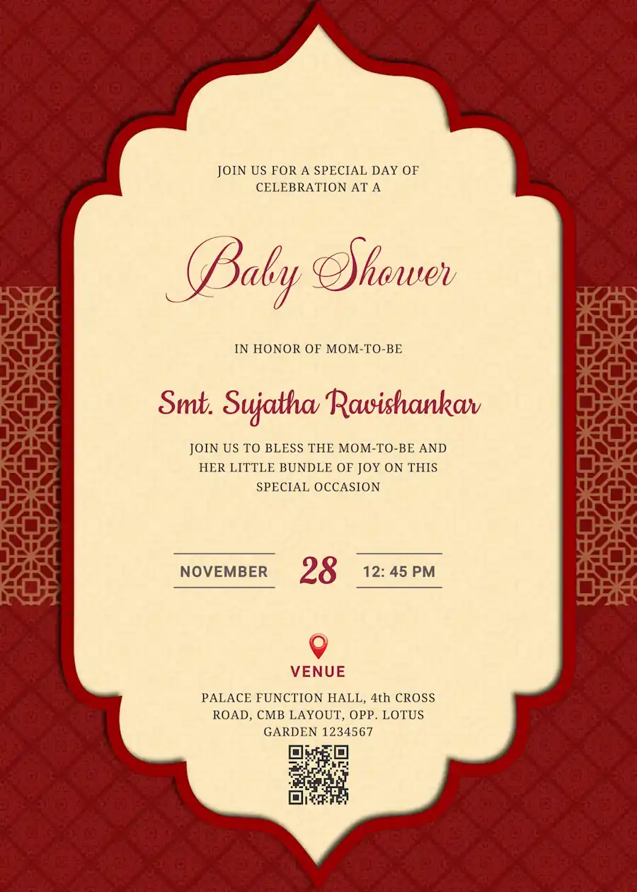 Red and beige royal - Baby shower invitation
