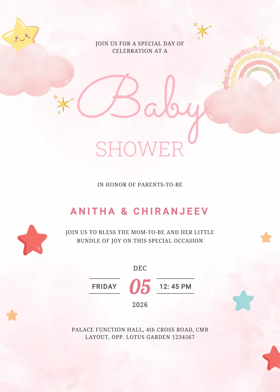 Red cloud rainbow fun - Baby shower invitation