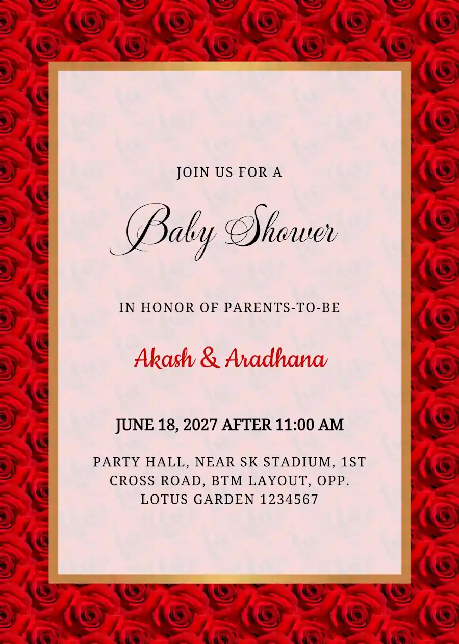 red rose - Baby shower invitation (free)