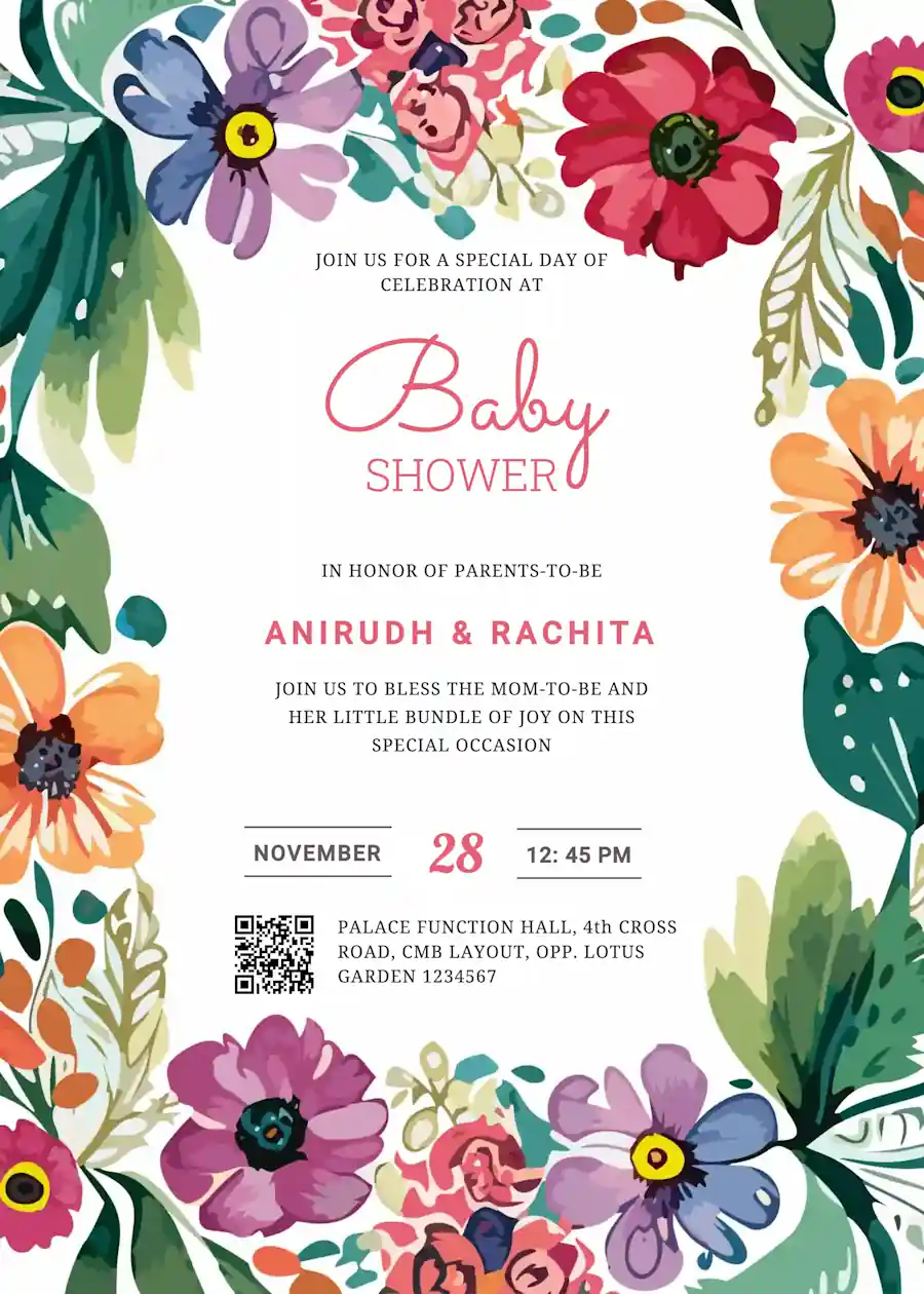 Simple floral - Baby shower invitation