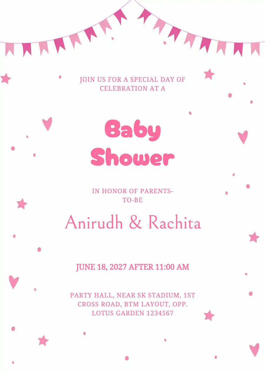 Simple pink - Baby shower invitation (free)