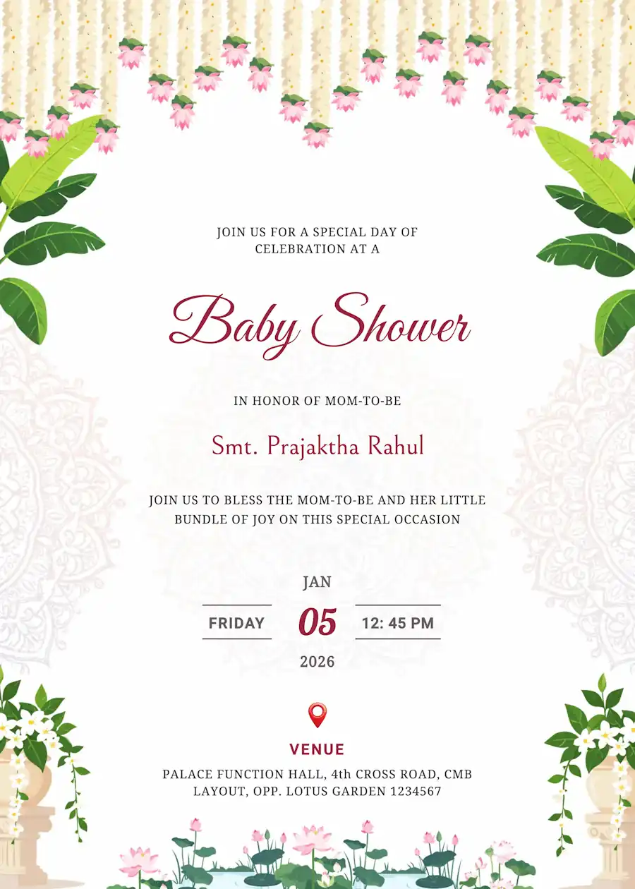White traditional floral - Baby shower invitation