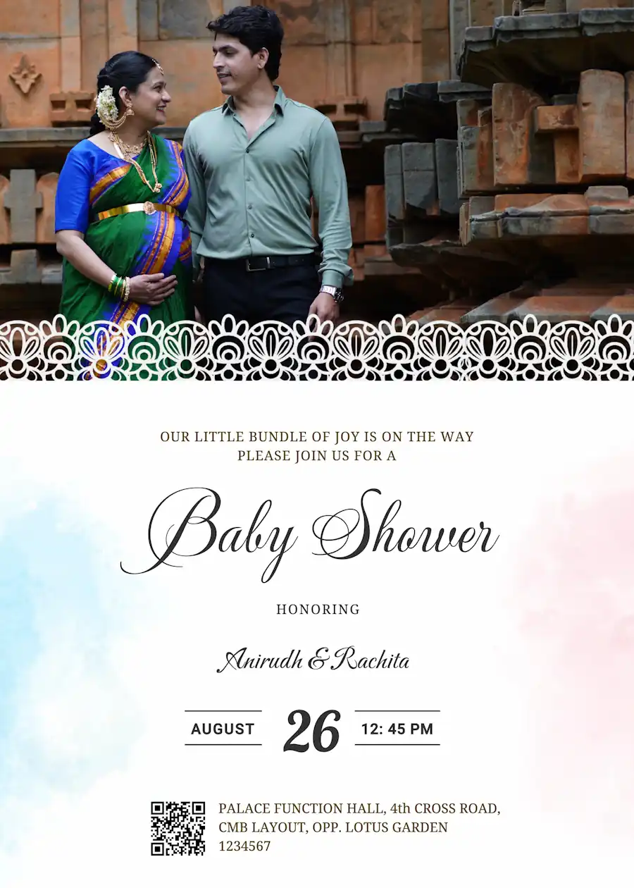 Wide photo frame - Baby shower invitation