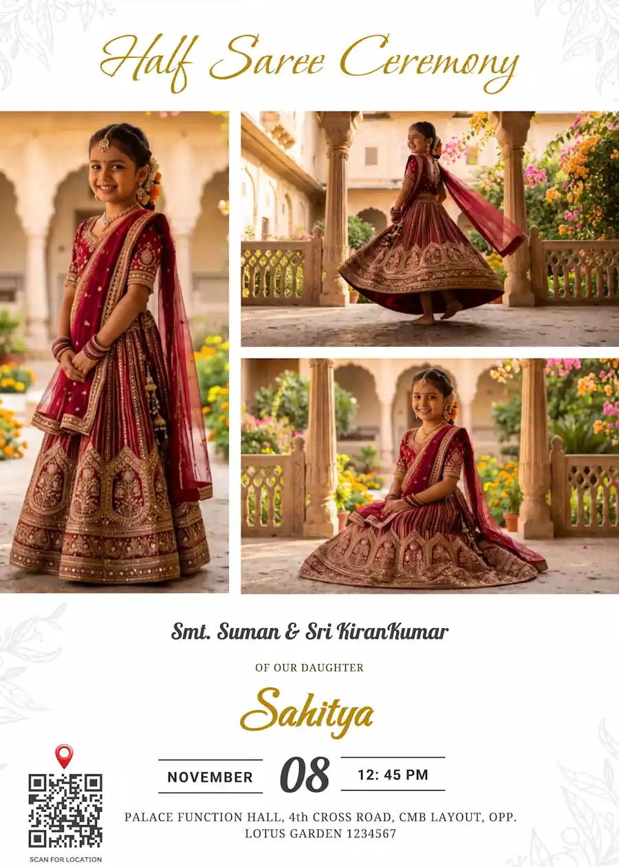 Elegant photo collage - Half saree invitation