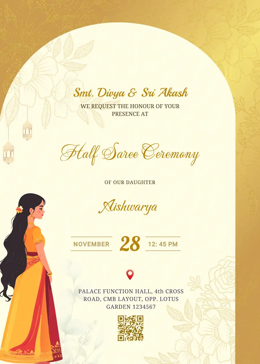 Gold royal - Half saree invitation