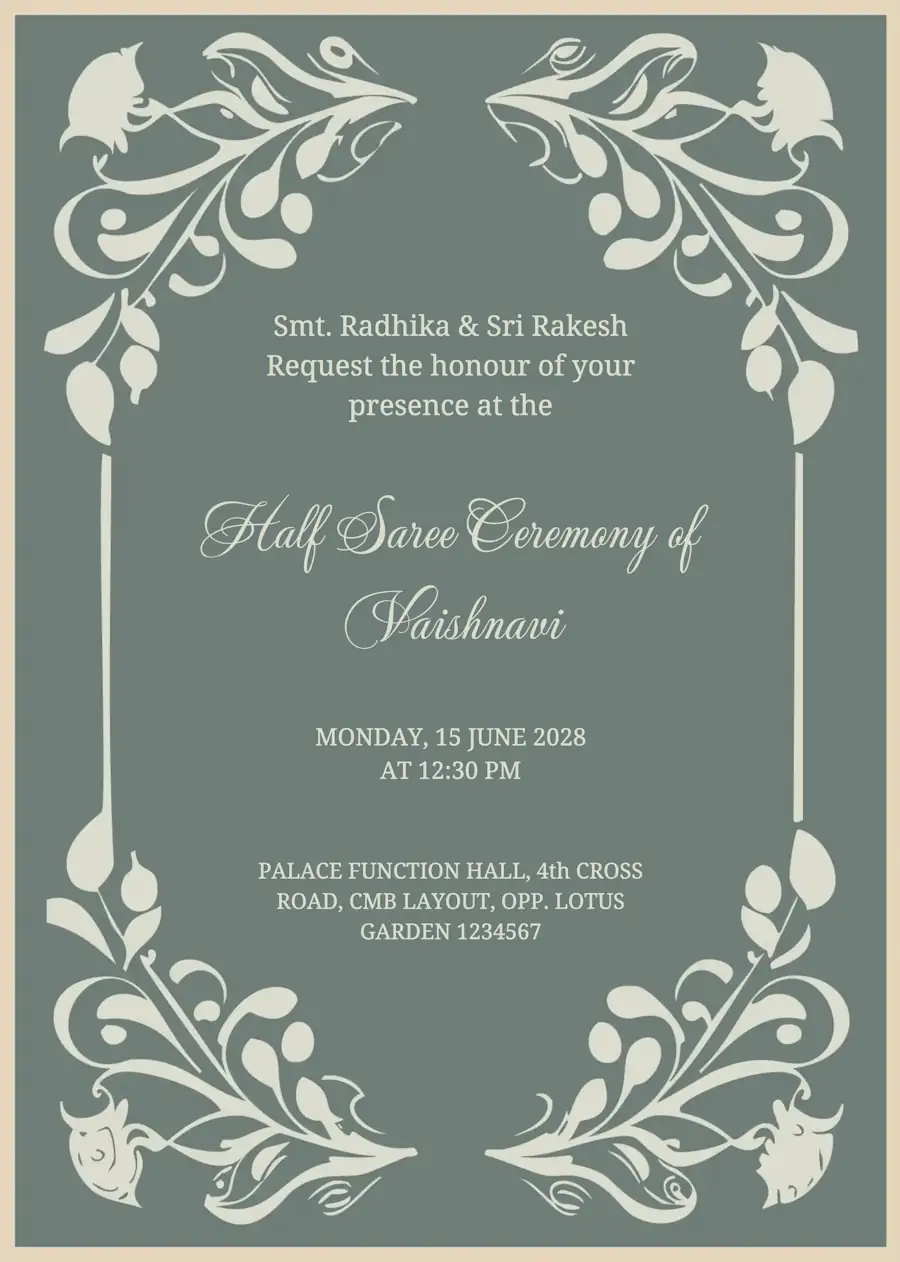 Mint green and cream - Half saree invitation (free)
