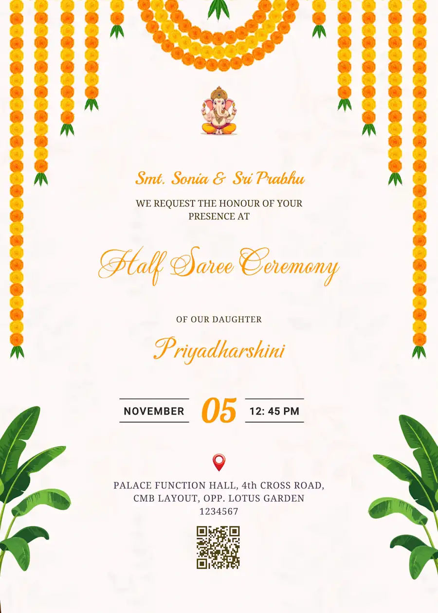 Orange marigold - Half saree invitation
