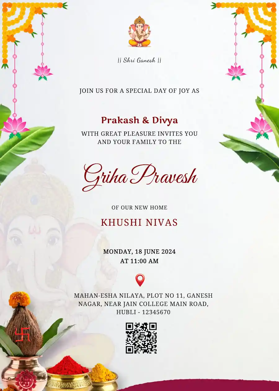 Ganesh kumkum haldi - Housewarming invitation