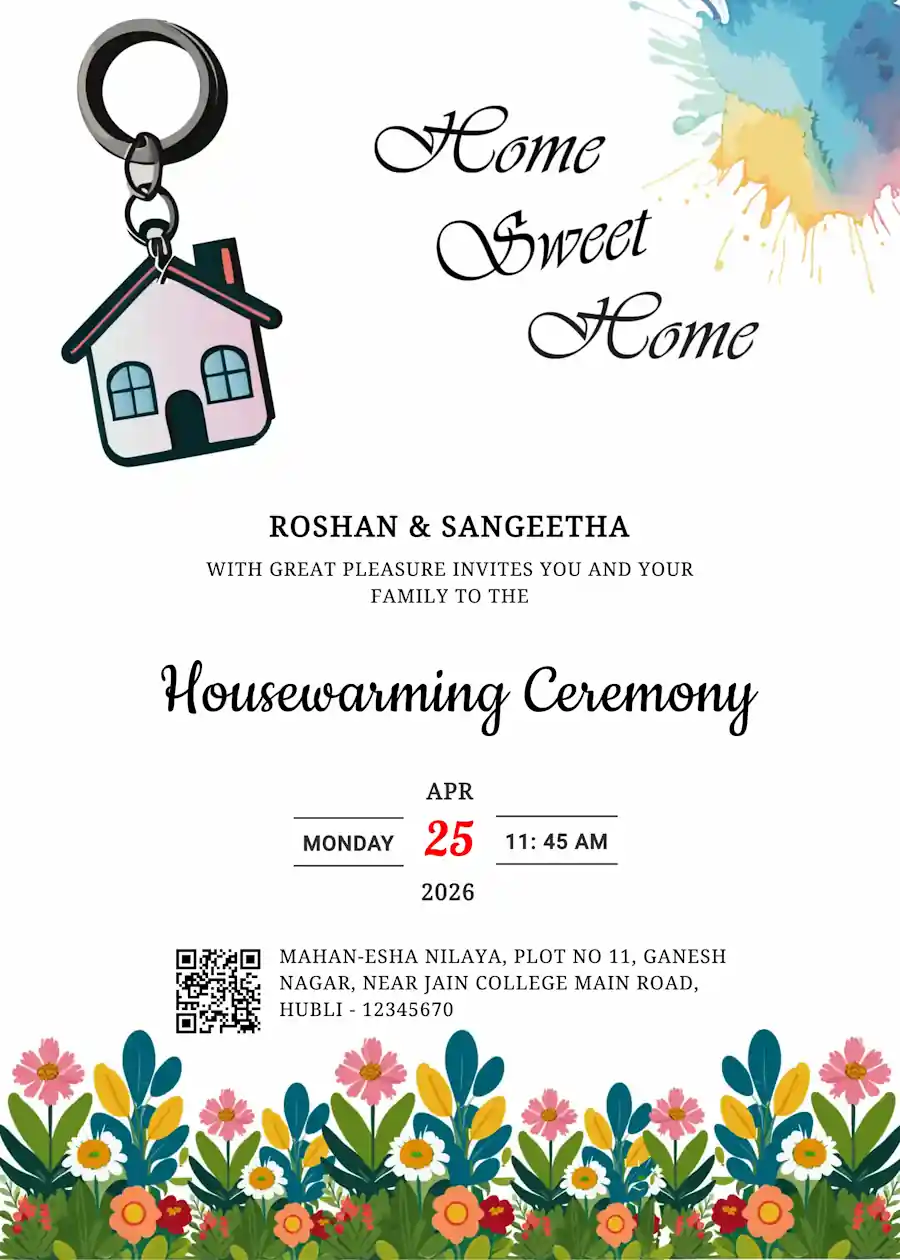 Milk overflowing ceremony - Housewarming invitation template