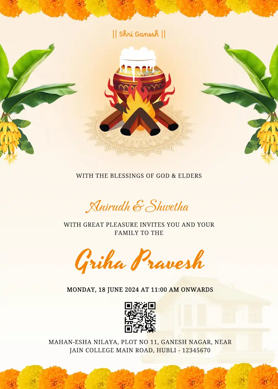 Milk overflowing ceremony - Housewarming invitation