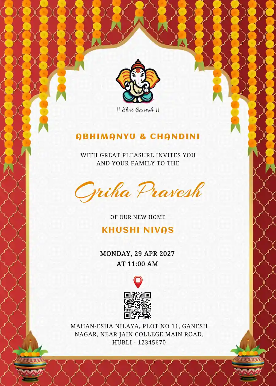 White traditional floral - Housewarming invitation template
