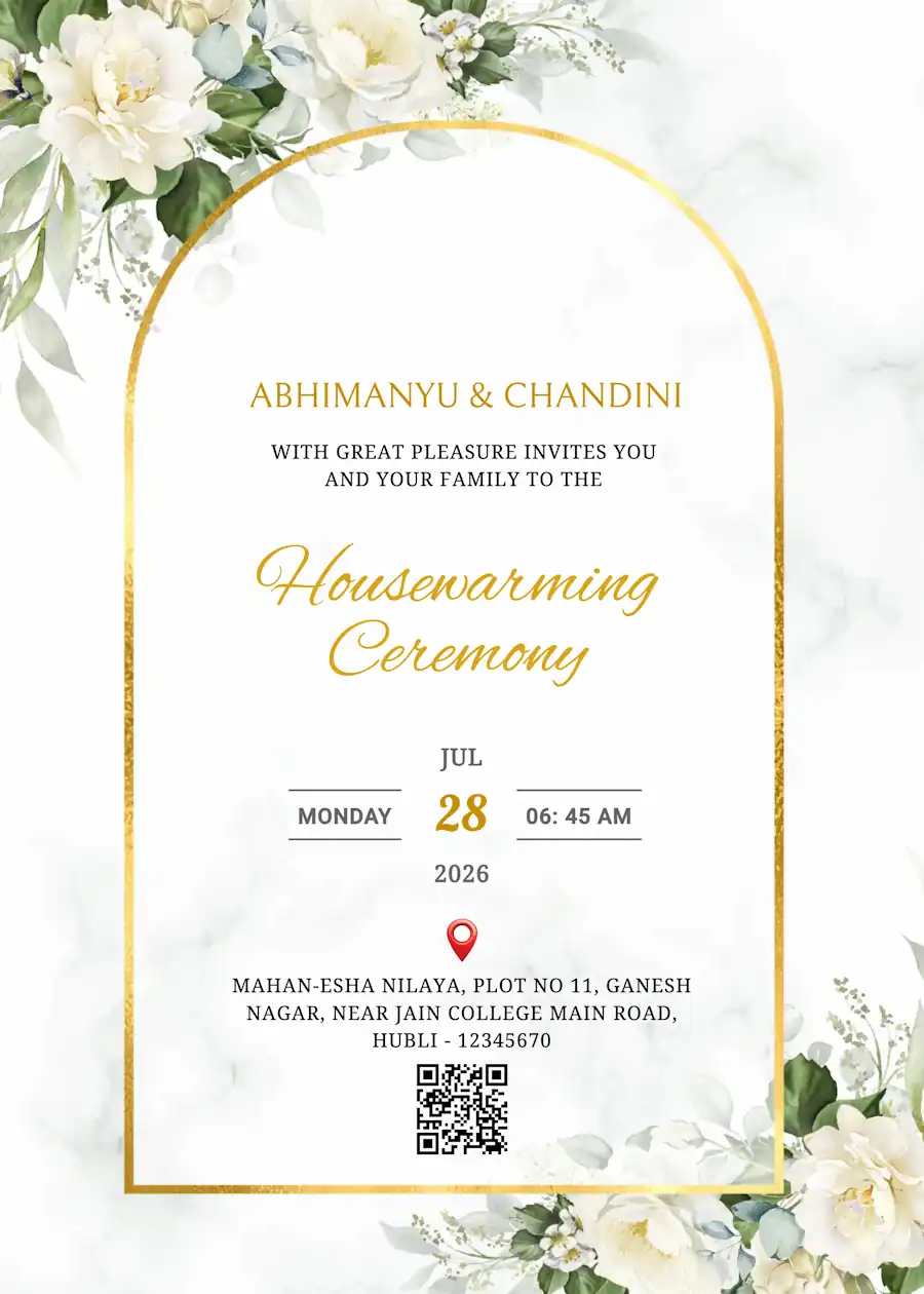 White and green floral elegant - Housewarming invitation