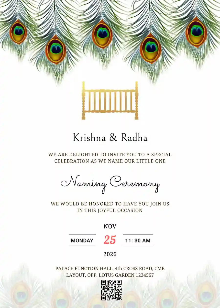 Elegant green white - Naming and cradle ceremony invitation