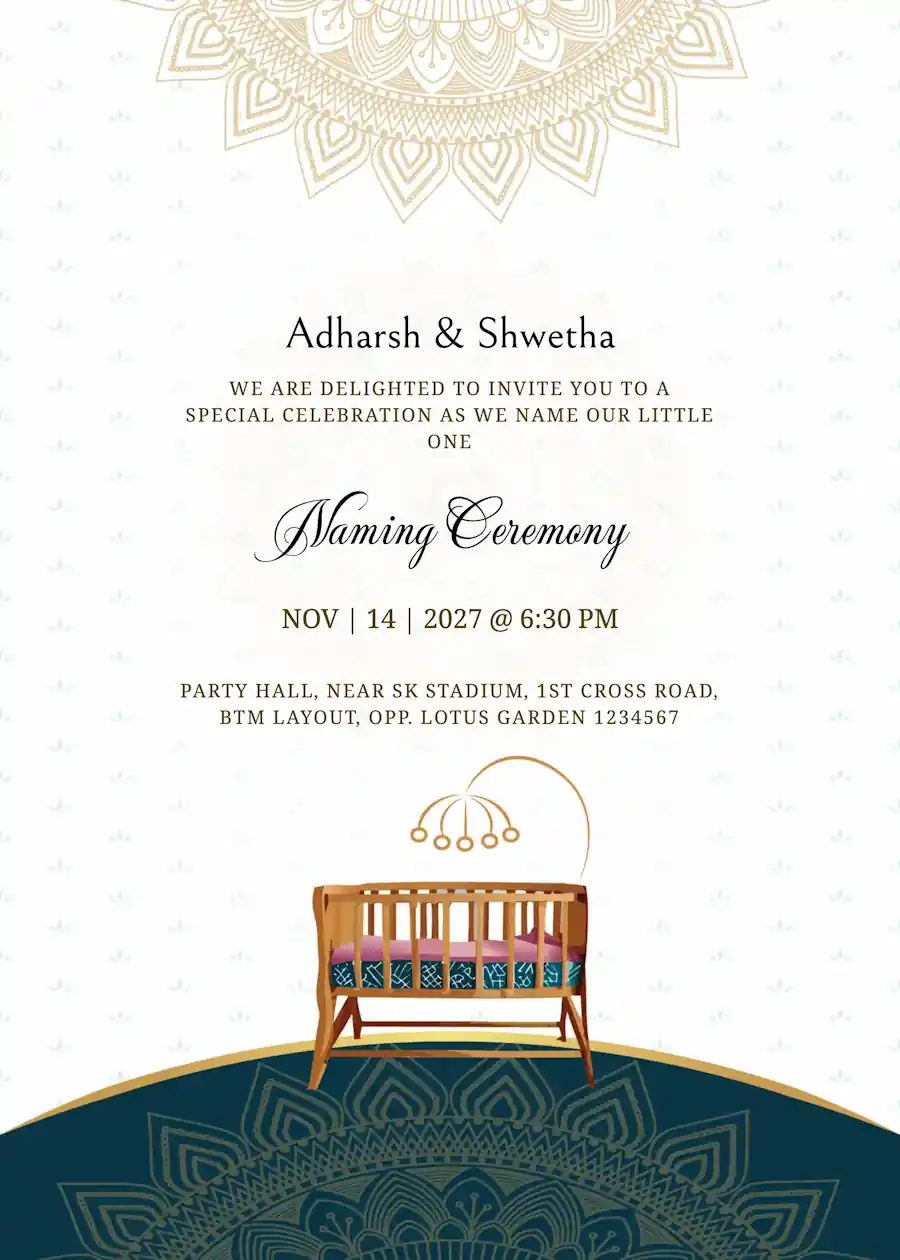 Gold and green elegant - Naming and cradle ceremony invitation