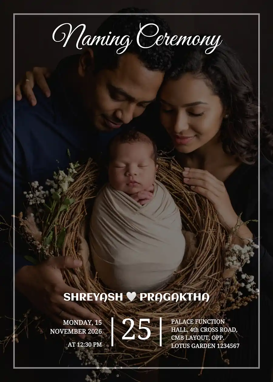 Minimalist and elegant - Naming and cradle ceremony invitation