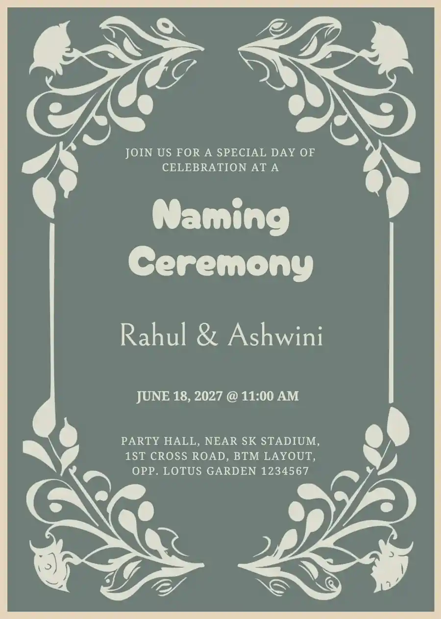 Mint green and cream - Naming and cradle ceremony invitation (free)