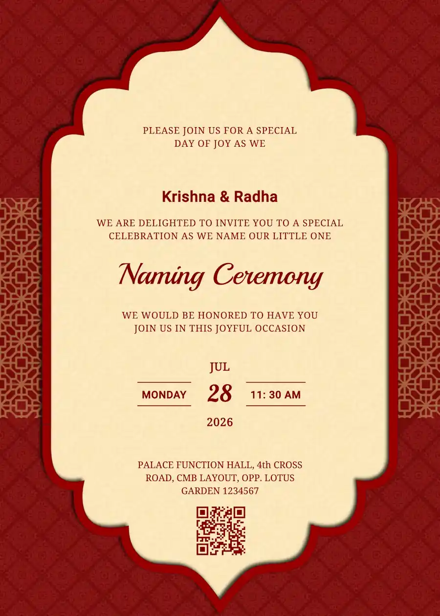 Red and beige royal - Naming and cradle ceremony invitation