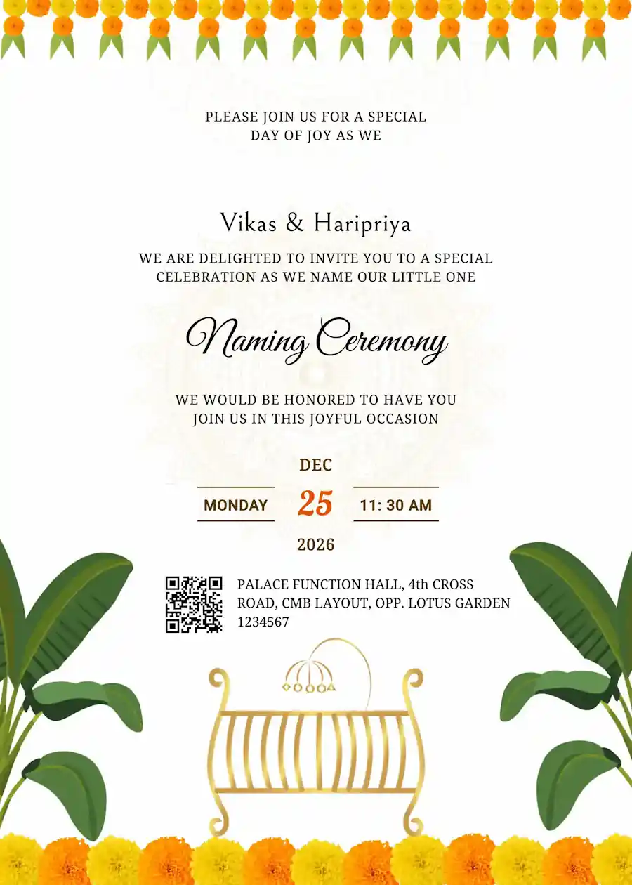 Traditional - Naming and cradle ceremony invitation