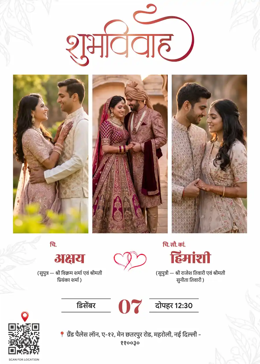 Vertical multi frame - Hindi shadi card